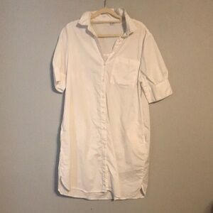 White Button-Up Shirt Dress